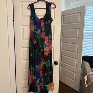 By Anthropologie Printed V-Neck Pleated A-Line Dress